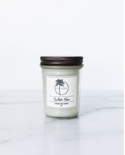 Les Creme  White Rose Scent Coconut Wax Candle