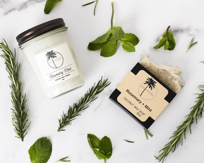 Les Creme Rosemary Mint Scent Coconut Wax Candle